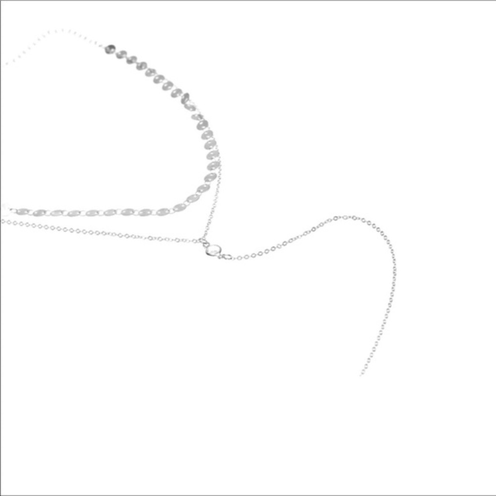Mini Coins and Crystal 2-Layer Boho Chains Choker - Picture 7 of 8